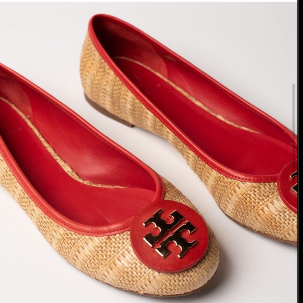 TORY BURCH REVA RAFFIA  LEATHER
